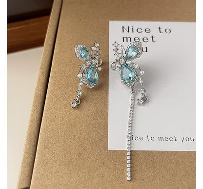 Alloy Butterfly Cuff Earring Faux Asymmetrical Gemstone