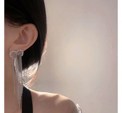 Earring Alloy Heart Fringed