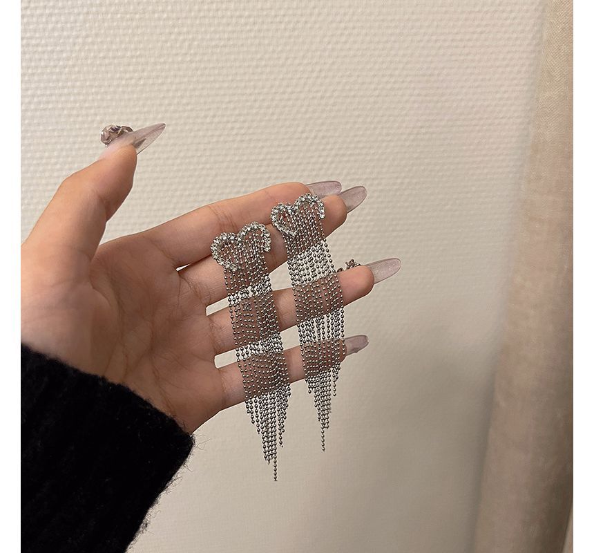 Earring Alloy Heart Fringed