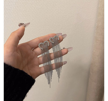 Earring Alloy Heart Fringed