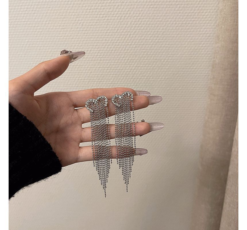 Earring Alloy Heart Fringed