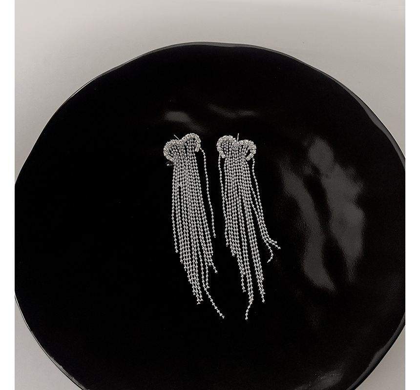 Earring Alloy Heart Fringed