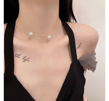 Faux Choker Alloy Pearl Open