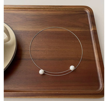 Faux Choker Alloy Pearl Open