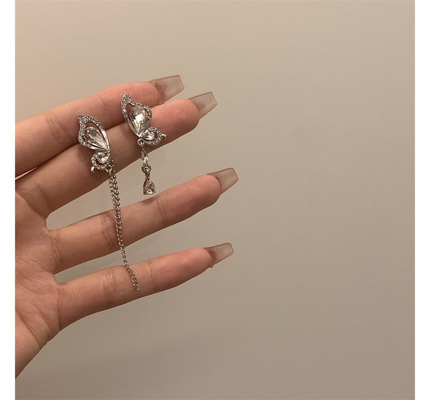 Butterfly Alloy Asymmetrical Dangle Earring