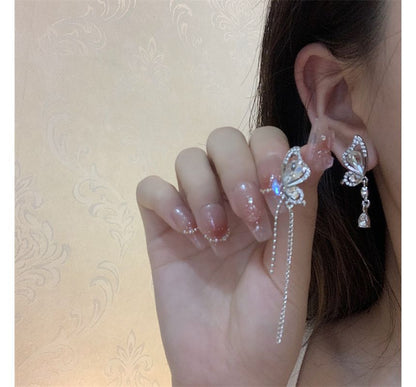 Butterfly Alloy Asymmetrical Dangle Earring