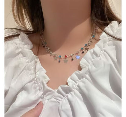 Rhinestone Choker Alloy Butterfly