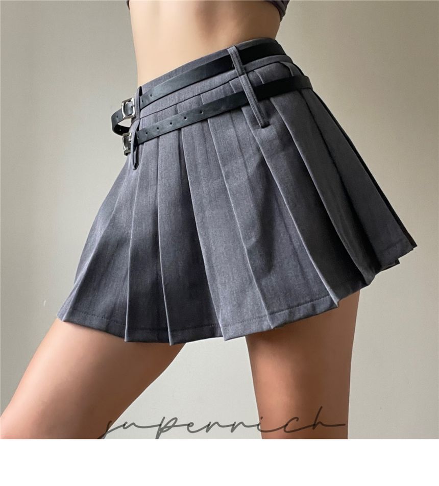 Pleated Mini High Plain Rise Skirt