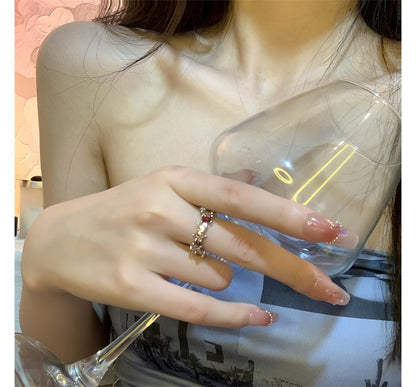 Open Alloy Ring Rhinestone
