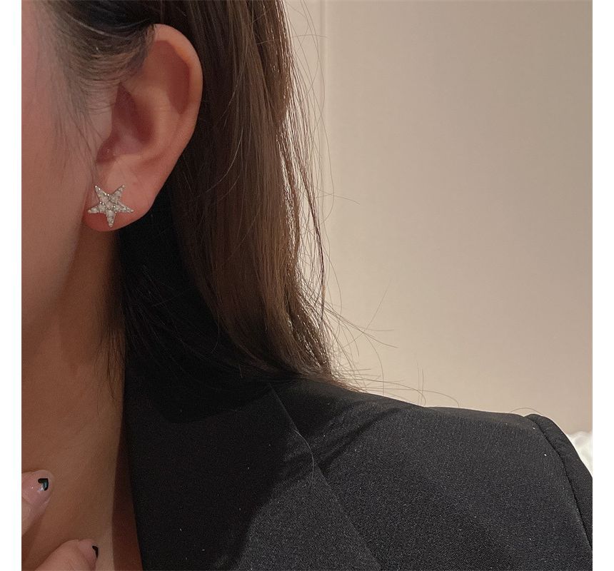 Asymmetrical Alloy Moon Star Fringed Earring