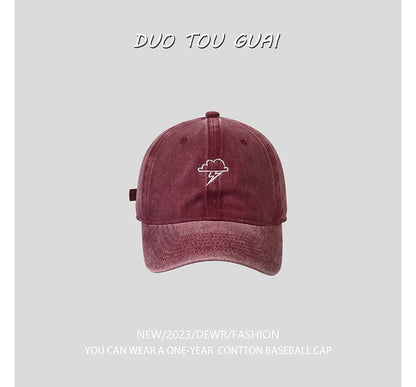 Lightning Baseball Embroidered Cap Cloud