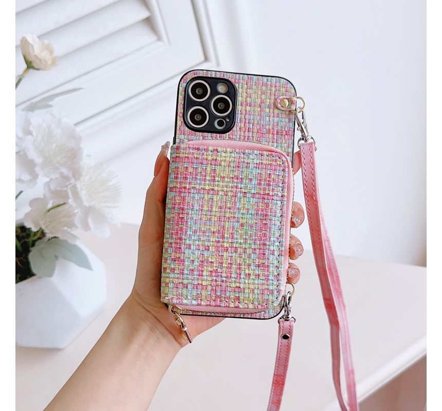Plaid Fabric Card Holder Phone Case