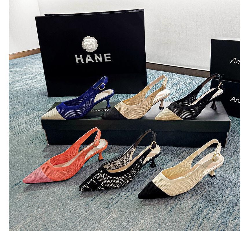 Sample Pointed Slingback Kitten Heel Sandals