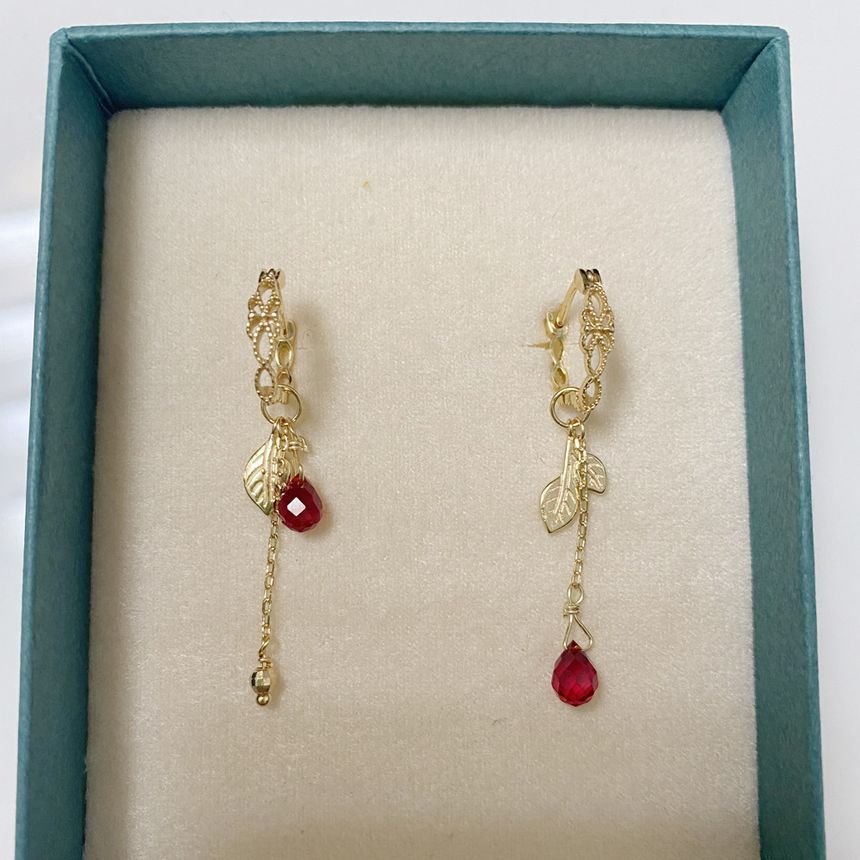 Sample Leaf Agate Asymmetrical Alloy Drop Earring (various designs)