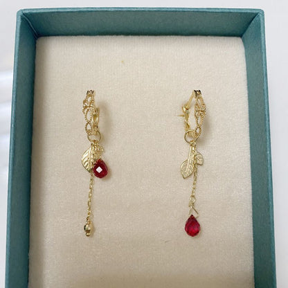 Sample Leaf Agate Asymmetrical Alloy Drop Earring (various designs)