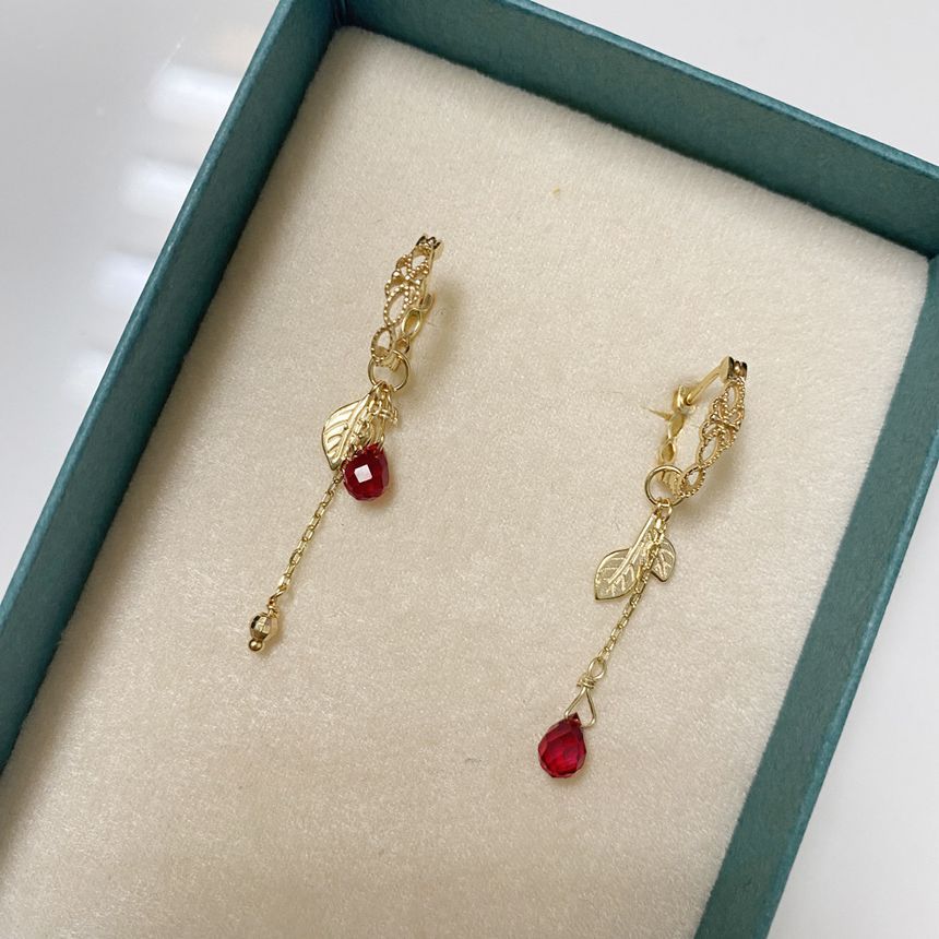 Sample Leaf Agate Asymmetrical Alloy Drop Earring (various designs)