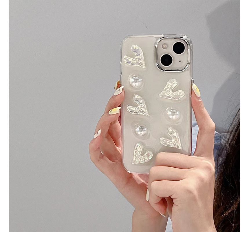 Heart Faux Pearl Phone Case