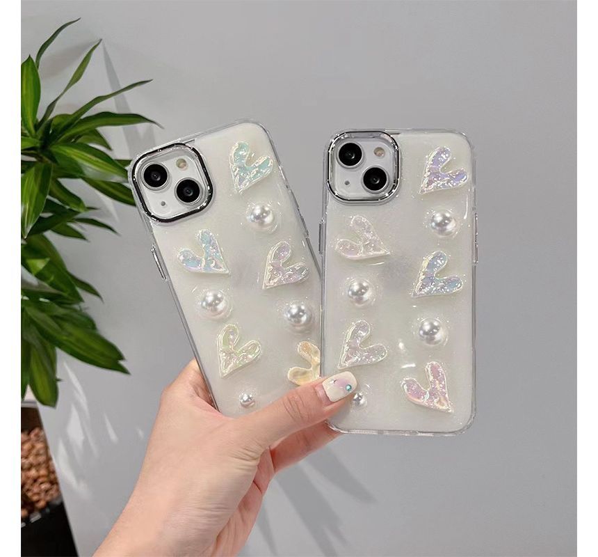 Heart Faux Pearl Phone Case