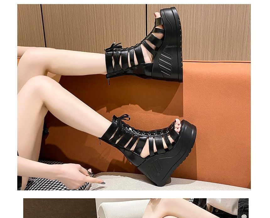 Gladiator Wedge Lace-Up Heel Sandals Platform