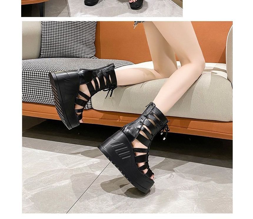 Gladiator Wedge Lace-Up Heel Sandals Platform