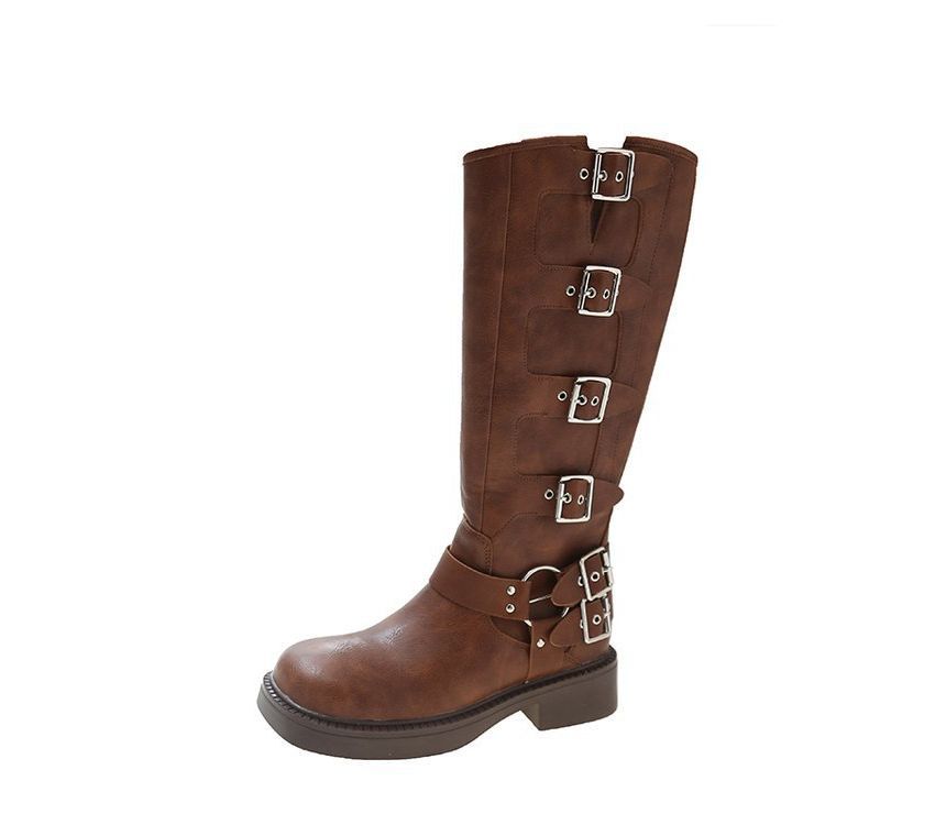 Knee Multi-Buckle Boots Platform High