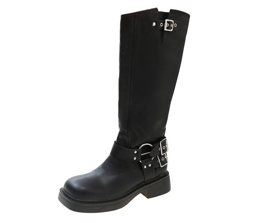 Platform Boots High Multi-Buckle Knee
