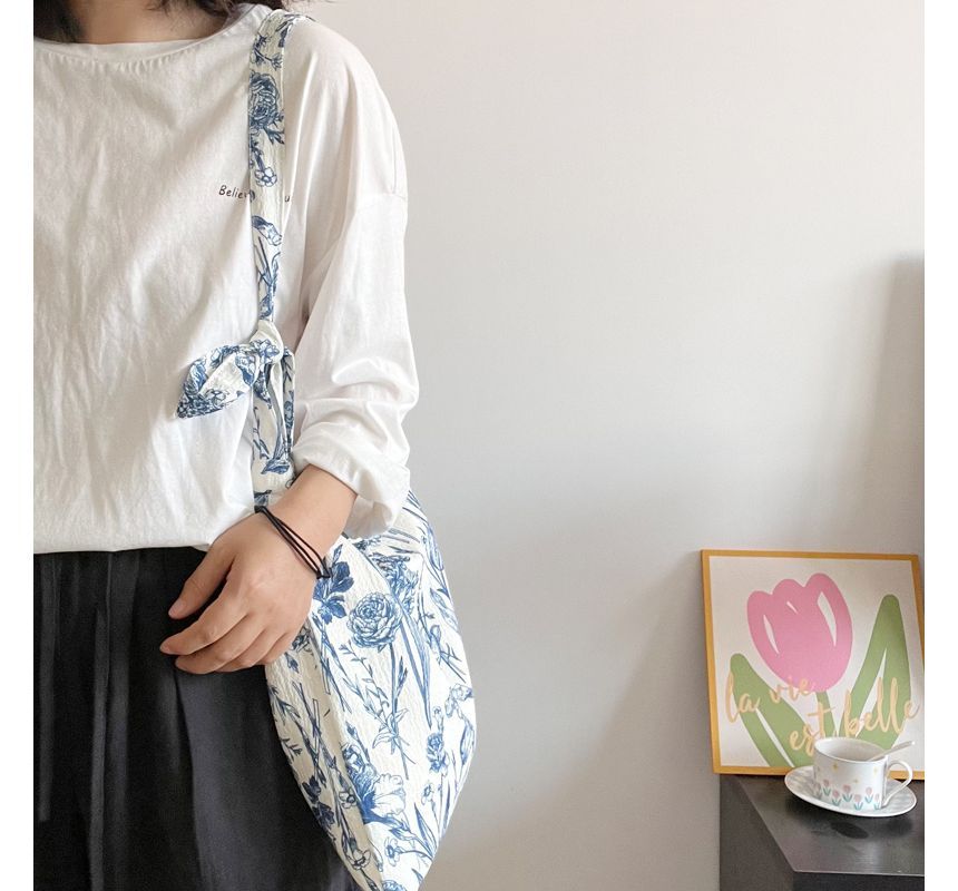 Crossbody Floral Tote Bag /