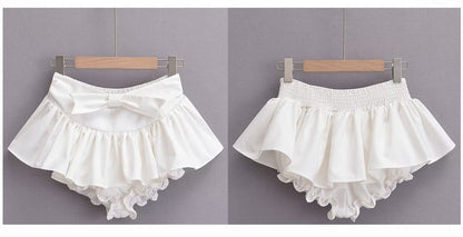 bow Skirt Waist Plain Mid A-Line Mini