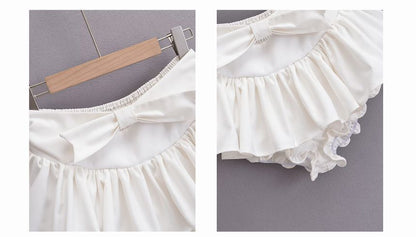 bow Skirt Waist Plain Mid A-Line Mini