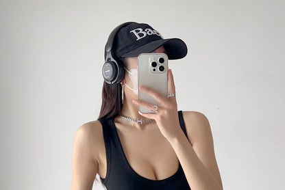 Neck Top Scoop Bodysuit Plain Sleeveless