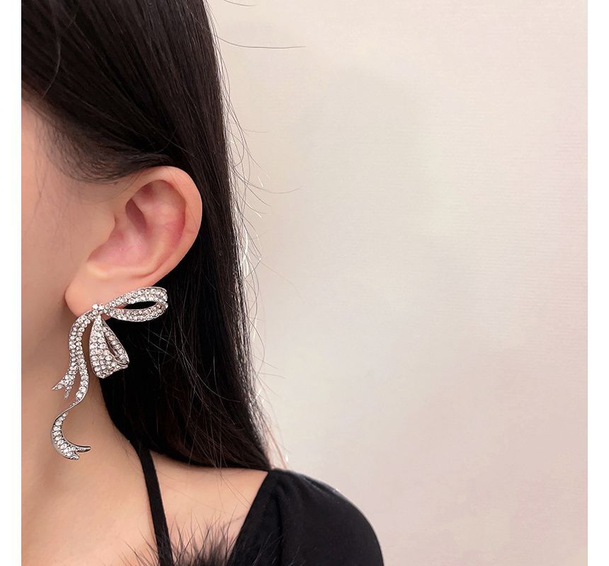 Earring Rhinestone Stud Bow