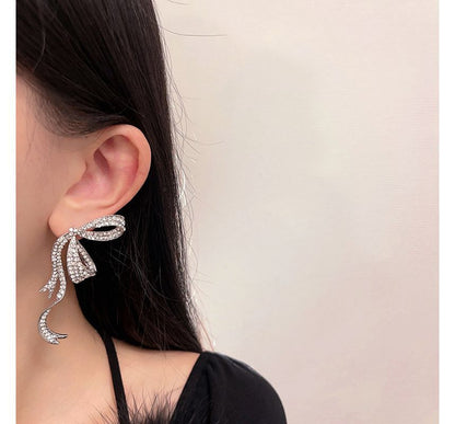 Earring Rhinestone Stud Bow