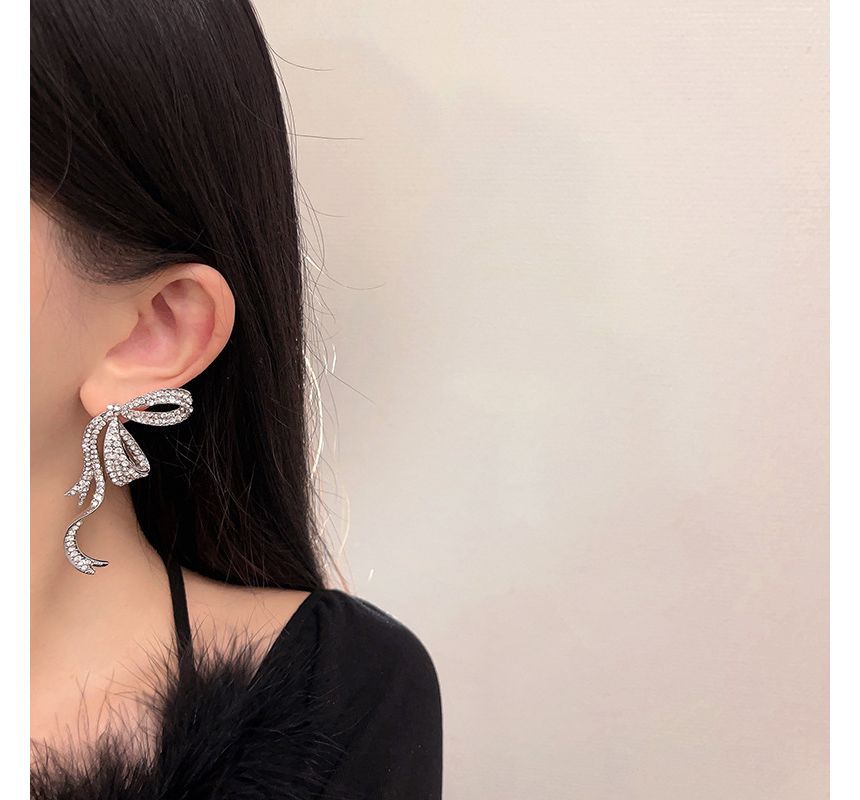 Earring Rhinestone Stud Bow