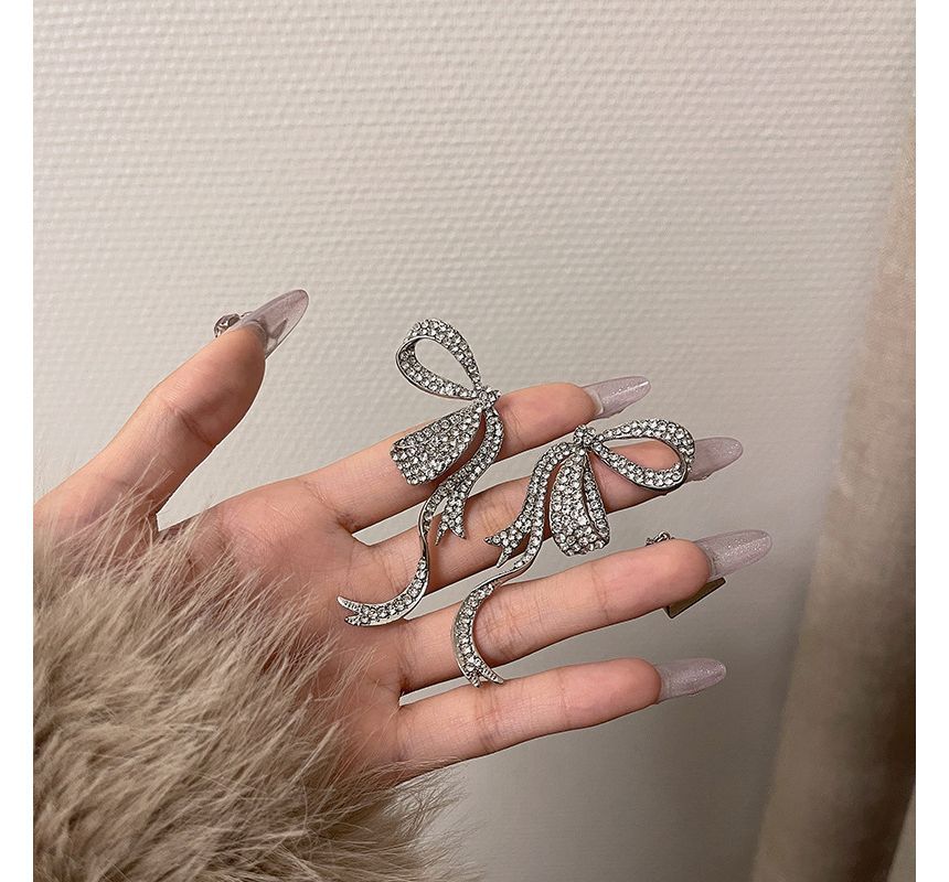 Earring Rhinestone Stud Bow