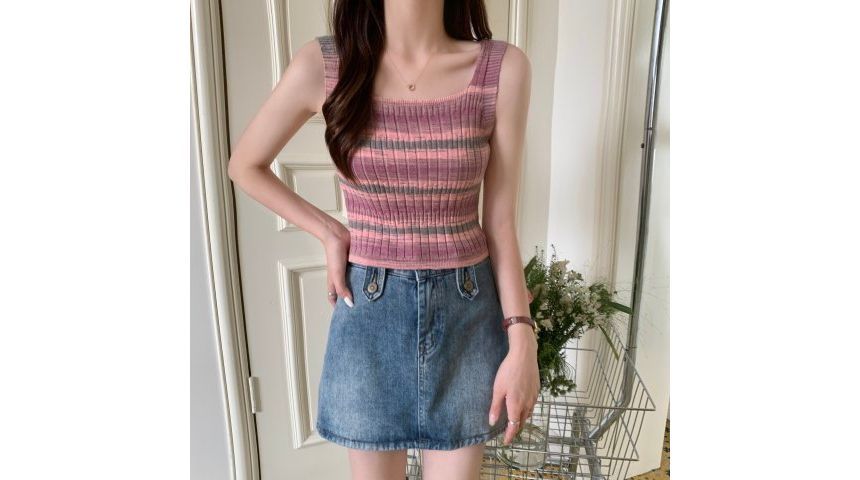Top Striped Knit Sleeveless
