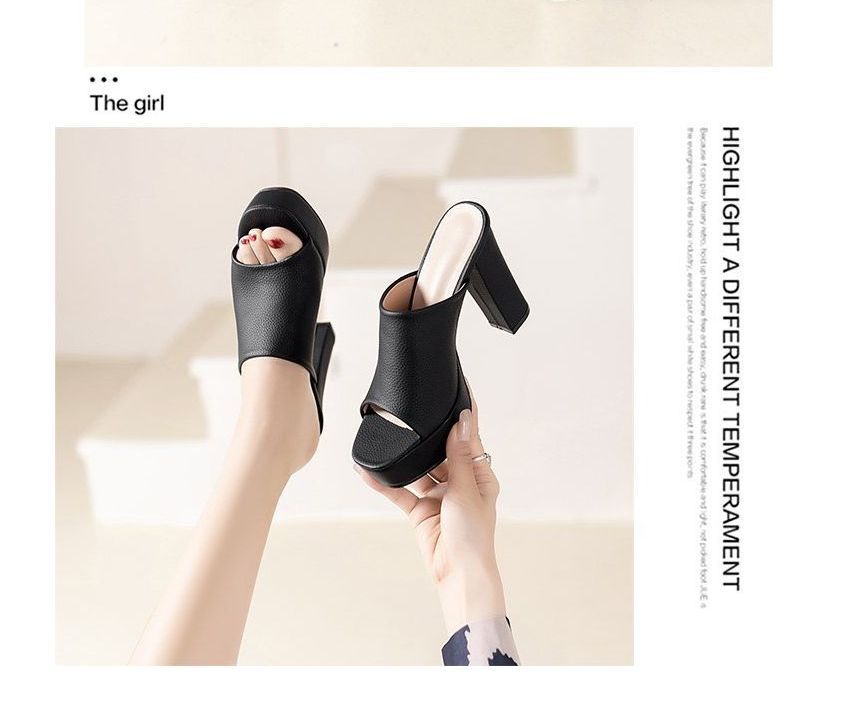 Heel Sandals Chunky Platform Slide
