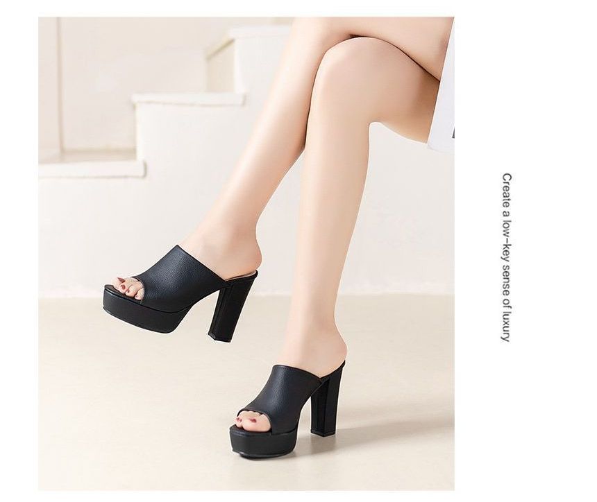 Heel Sandals Chunky Platform Slide