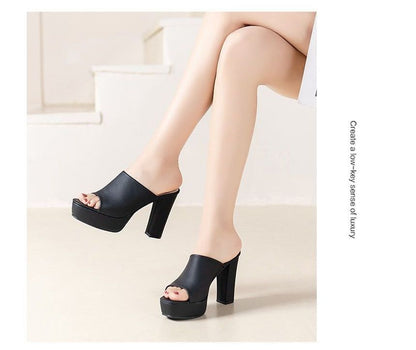 Heel Sandals Chunky Platform Slide