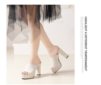 Heel Sandals Chunky Platform Slide
