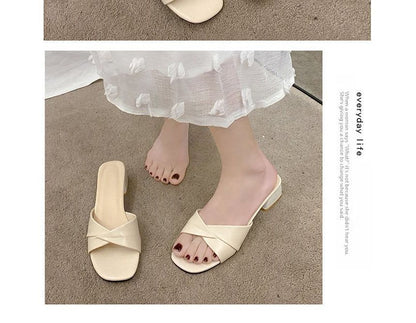 Heel Chunky Knot Sandals Slide