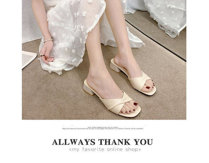 Heel Chunky Knot Sandals Slide