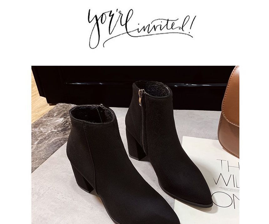 Boots Chunky Pointed Ankle Heel