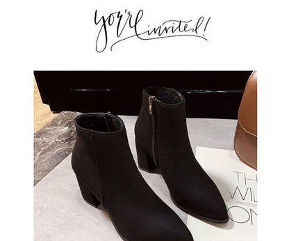 Boots Chunky Pointed Ankle Heel