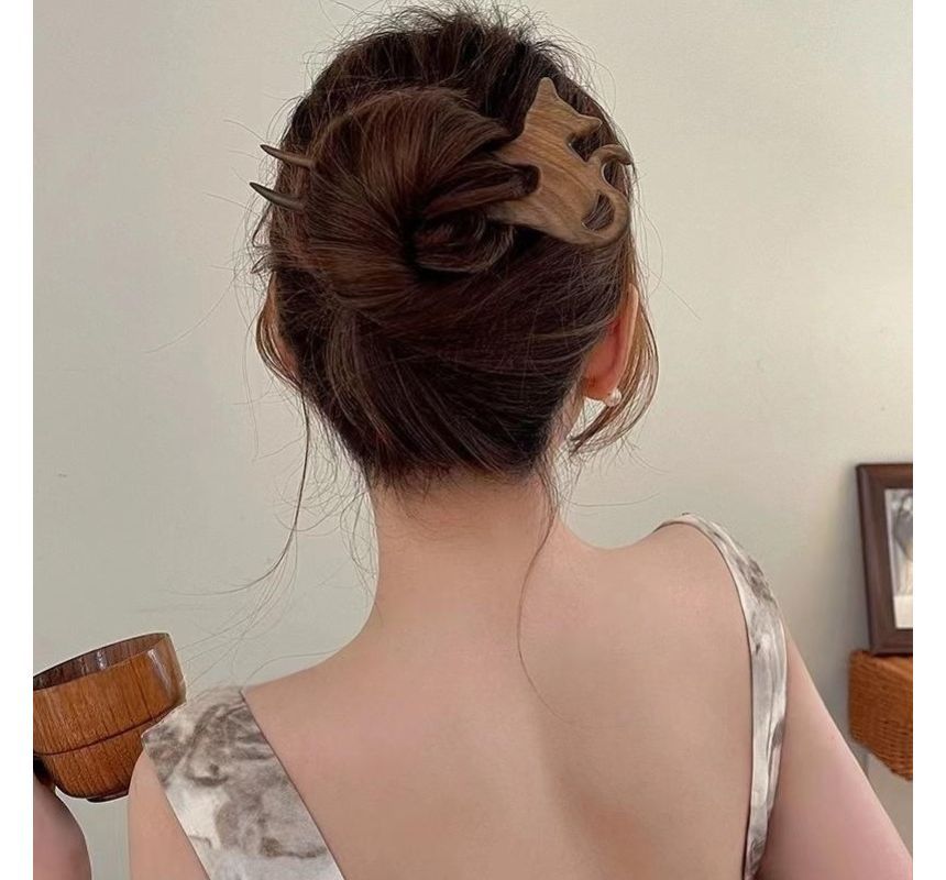 (Various Hair Stick Designs) Wooden Cat