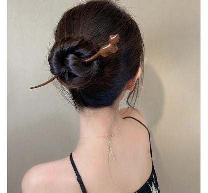 (Various Hair Stick Designs) Wooden Cat