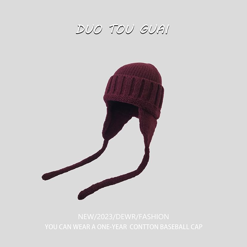 Plain with Beanie Ear Knit Flap