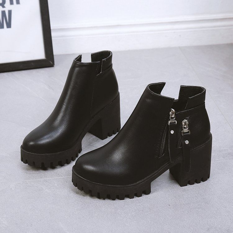 Boots Ankle Heel Chunky Platform