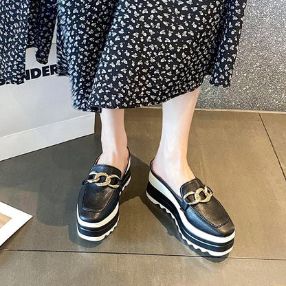 Platform Detail Mules Chain Loafer