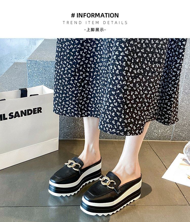 Platform Detail Mules Chain Loafer