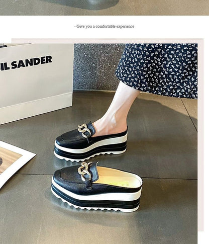 Platform Detail Mules Chain Loafer